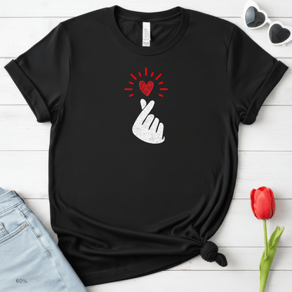 Mini Heart Gesture Shirt | Minimal Love Hand Heart Tee