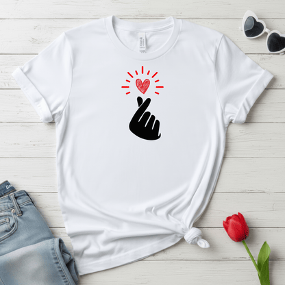 Mini Heart Gesture Shirt | Minimal Love Hand Heart Tee