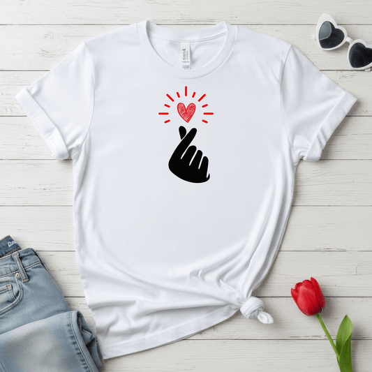 Mini Heart Gesture Shirt | Minimal Love Hand Heart Tee