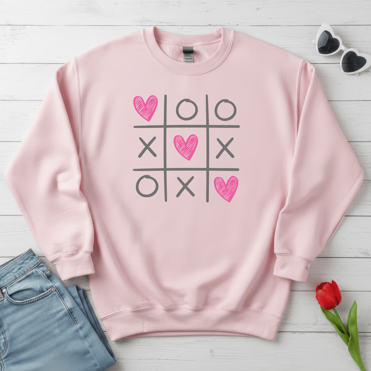 Tic Tac Love Valentine Shirt | XOXO Heart Game Sweatshirt