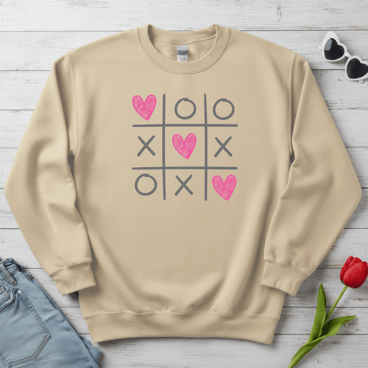 Tic Tac Love Valentine Shirt | XOXO Heart Game Sweatshirt