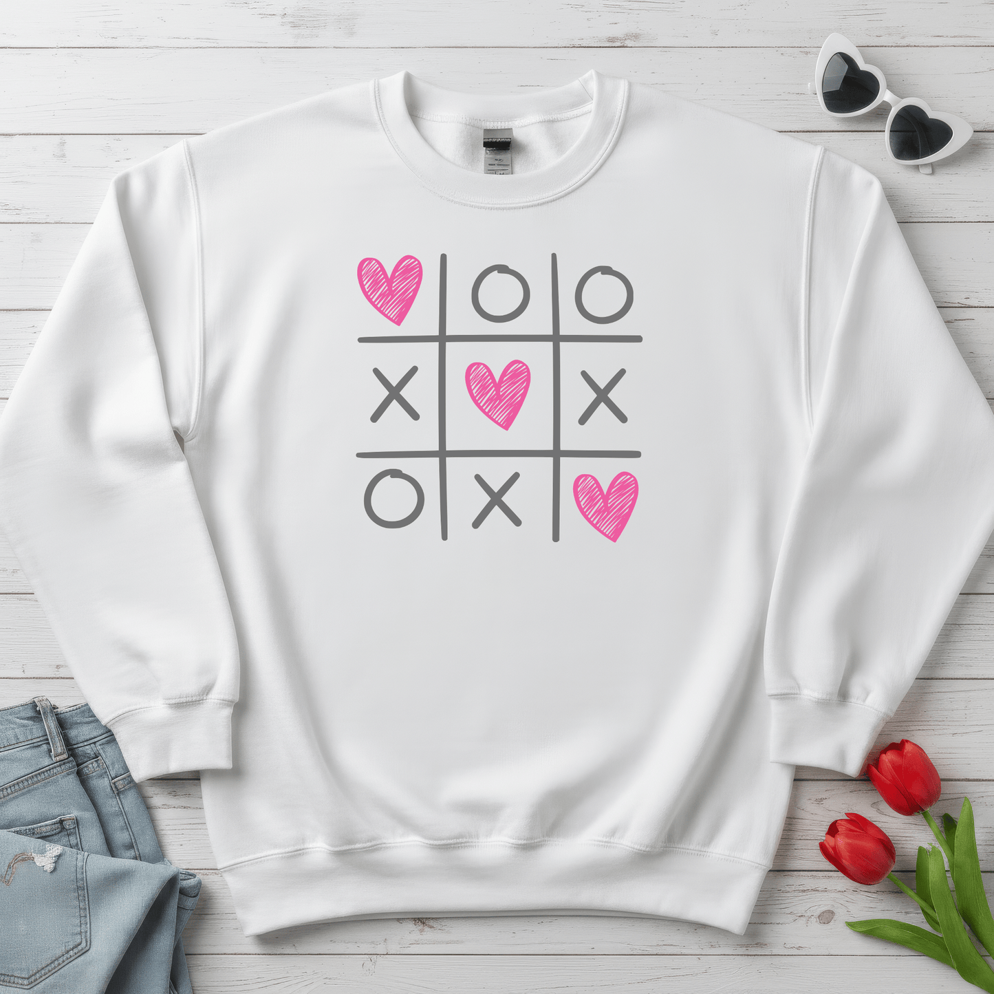 Tic Tac Love Valentine Shirt | XOXO Heart Game Sweatshirt