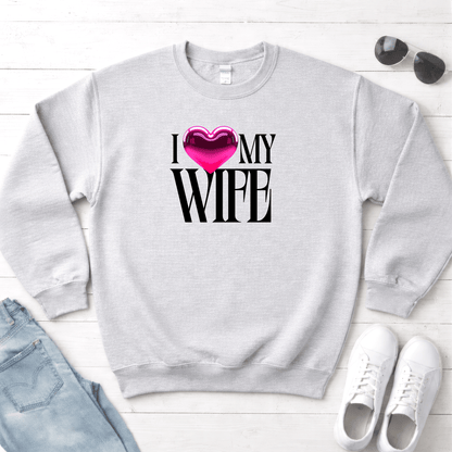 Glossy Pink Heart Wife Valentine Sweatshirt | Minimal Modern Love Design