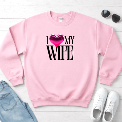 Glossy Pink Heart Wife Valentine Sweatshirt | Minimal Modern Love Design