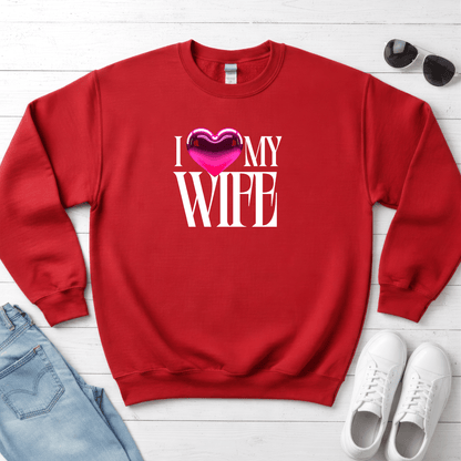 Glossy Pink Heart Wife Valentine Sweatshirt | Minimal Modern Love Design