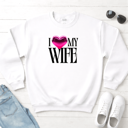 Glossy Pink Heart Wife Valentine Sweatshirt | Minimal Modern Love Design