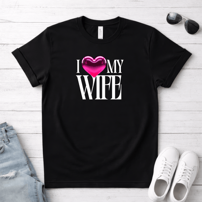 Glossy Pink Heart Wife Valentine T-Shirt | Minimal Modern Love Design