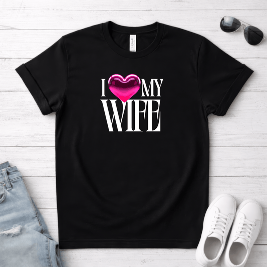 Glossy Pink Heart Wife Valentine T-Shirt | Minimal Modern Love Design