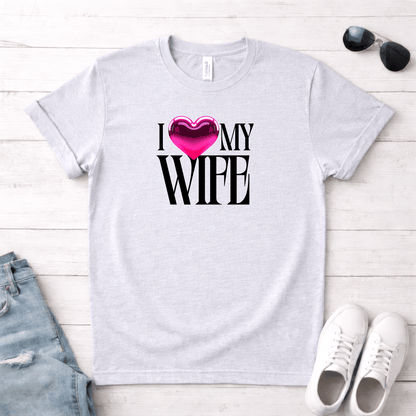 Glossy Pink Heart Wife Valentine T-Shirt | Minimal Modern Love Design