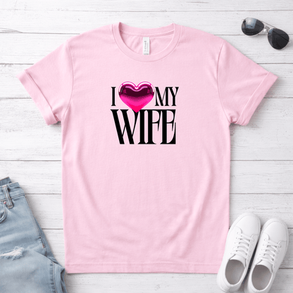 Glossy Pink Heart Wife Valentine T-Shirt | Minimal Modern Love Design