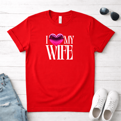 Glossy Pink Heart Wife Valentine T-Shirt | Minimal Modern Love Design