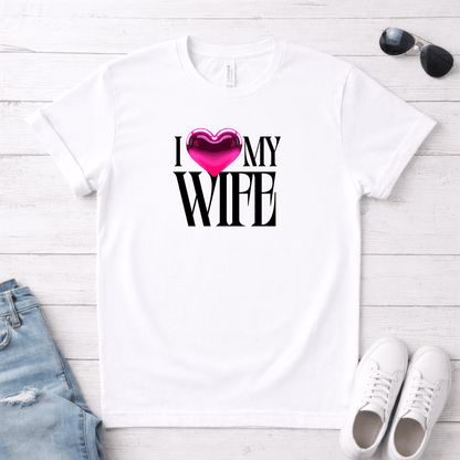 Glossy Pink Heart Wife Valentine T-Shirt | Minimal Modern Love Design
