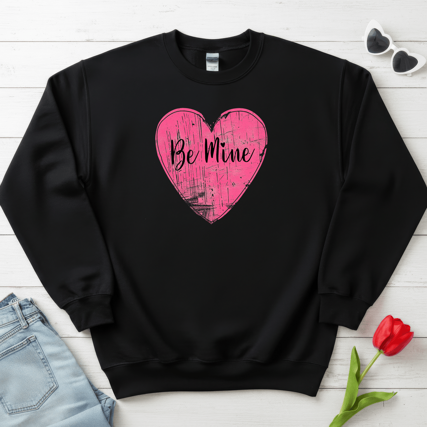 Be Mine Pink Heart Valentine Shirt | Vintage Love Graphic Sweatshirt