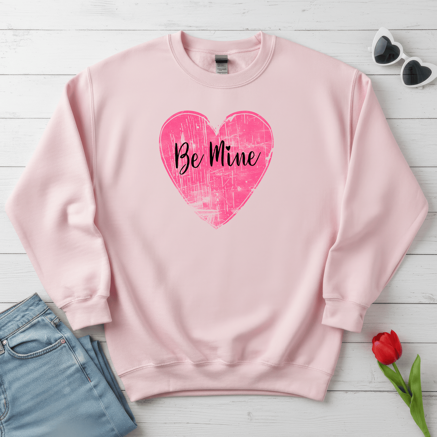 Be Mine Pink Heart Valentine Shirt | Vintage Love Graphic Sweatshirt