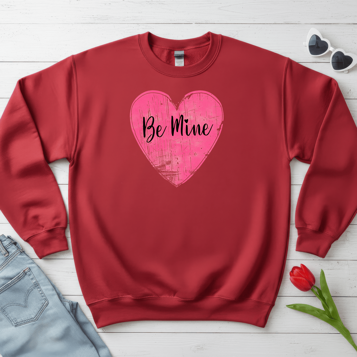 Be Mine Pink Heart Valentine Shirt | Vintage Love Graphic Sweatshirt