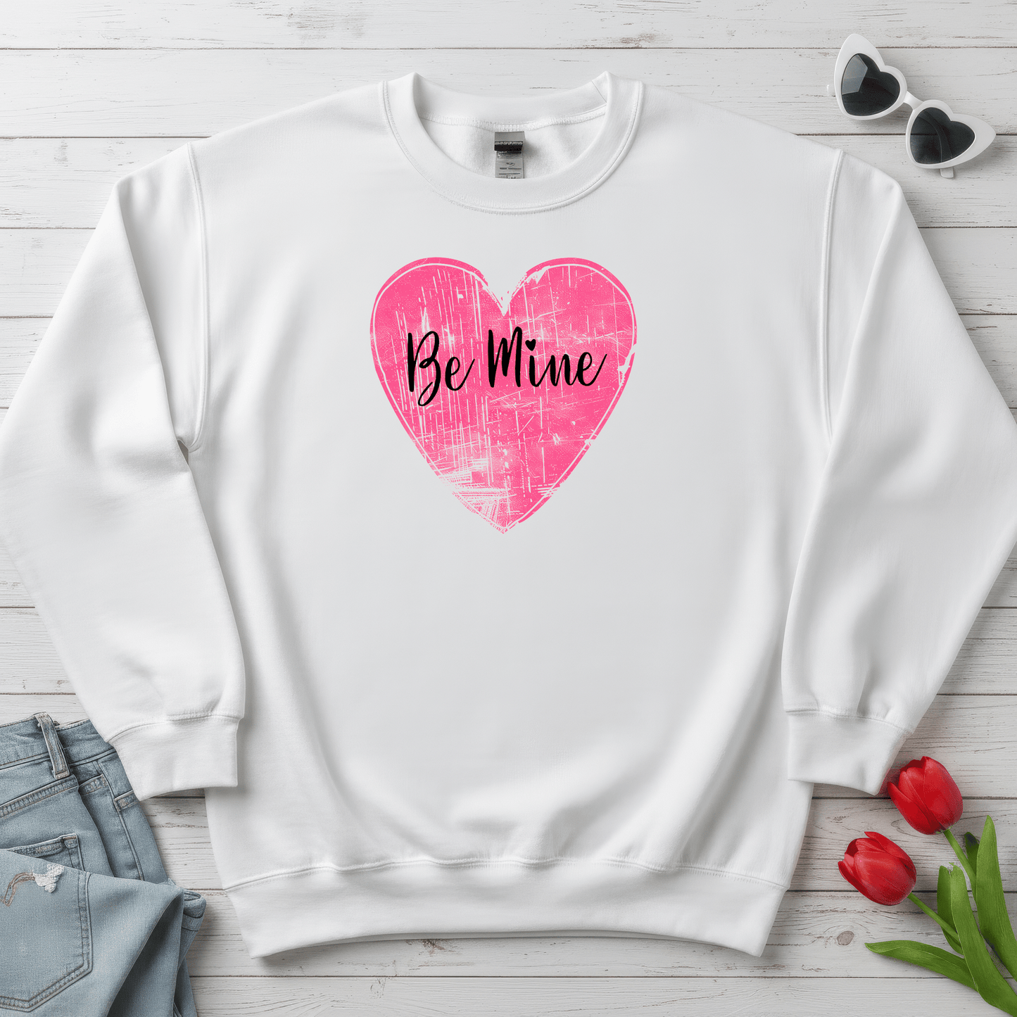 Be Mine Pink Heart Valentine Shirt | Vintage Love Graphic Sweatshirt