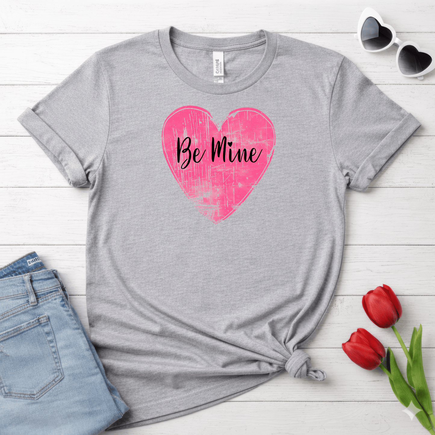 Be Mine Pink Heart Valentine Shirt | Vintage Love Graphic Tee