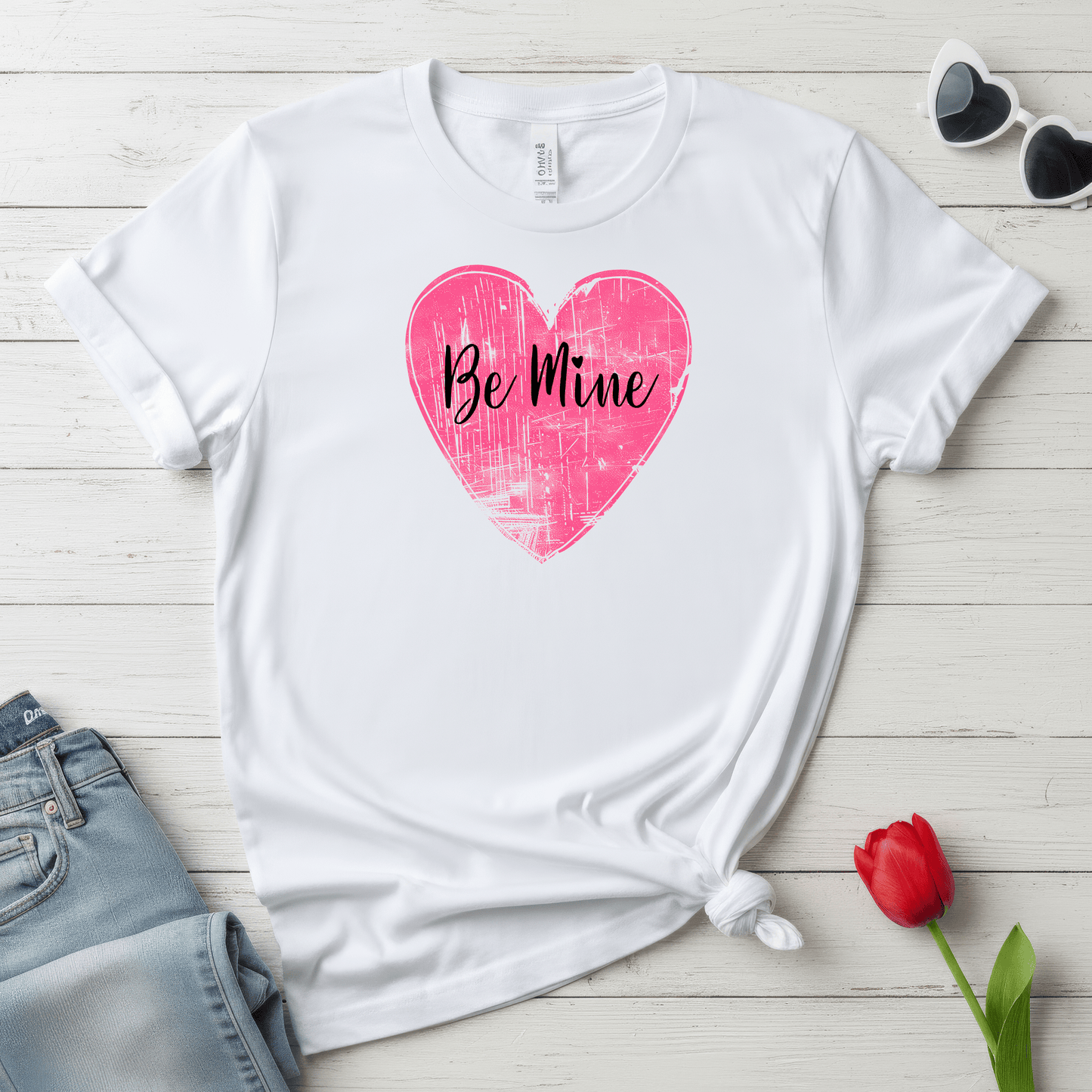 Be Mine Pink Heart Valentine Shirt | Vintage Love Graphic Tee