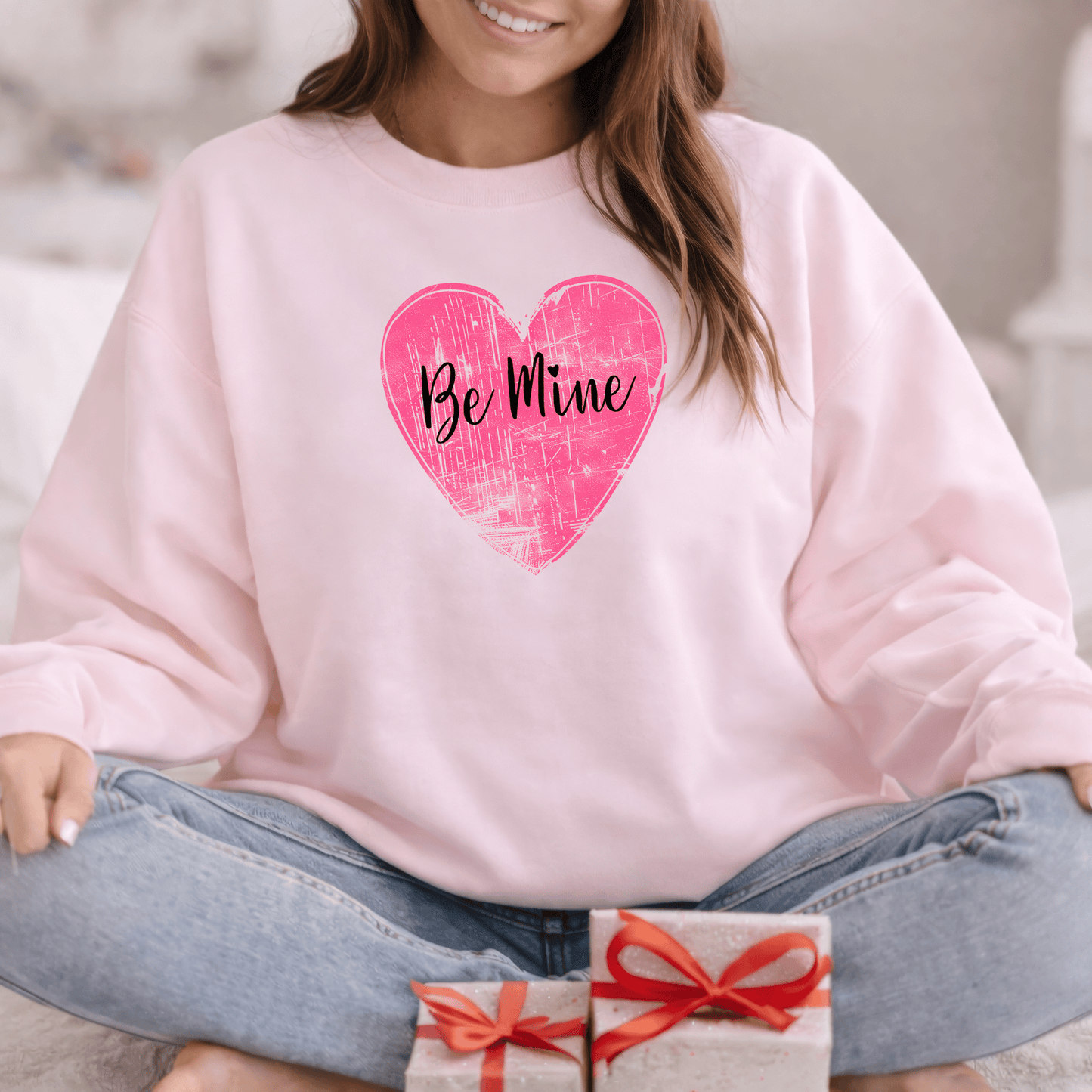 Be Mine Pink Heart Valentine Shirt | Vintage Love Graphic Sweatshirt