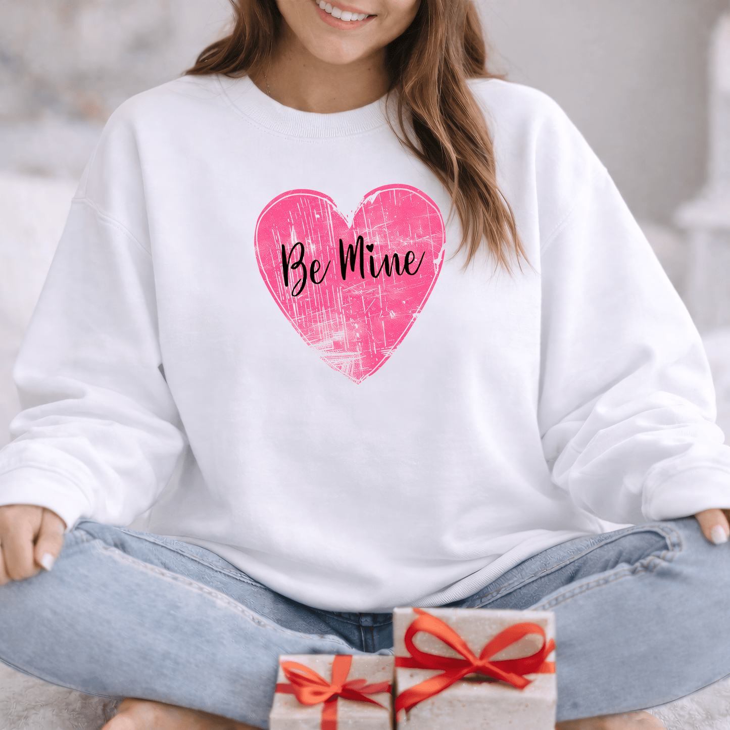 Be Mine Pink Heart Valentine Shirt | Vintage Love Graphic Sweatshirt