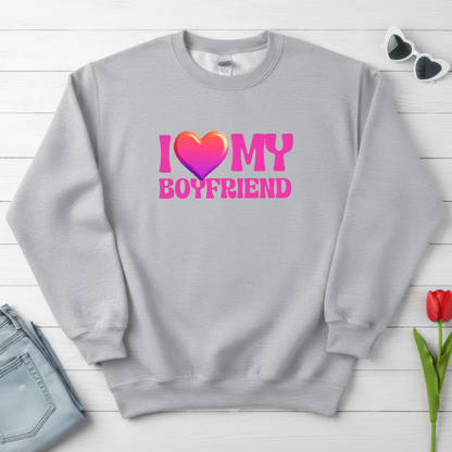 I Love My Boyfriend Valentine Shirt | Cute Heart Graphic Sweatshirt