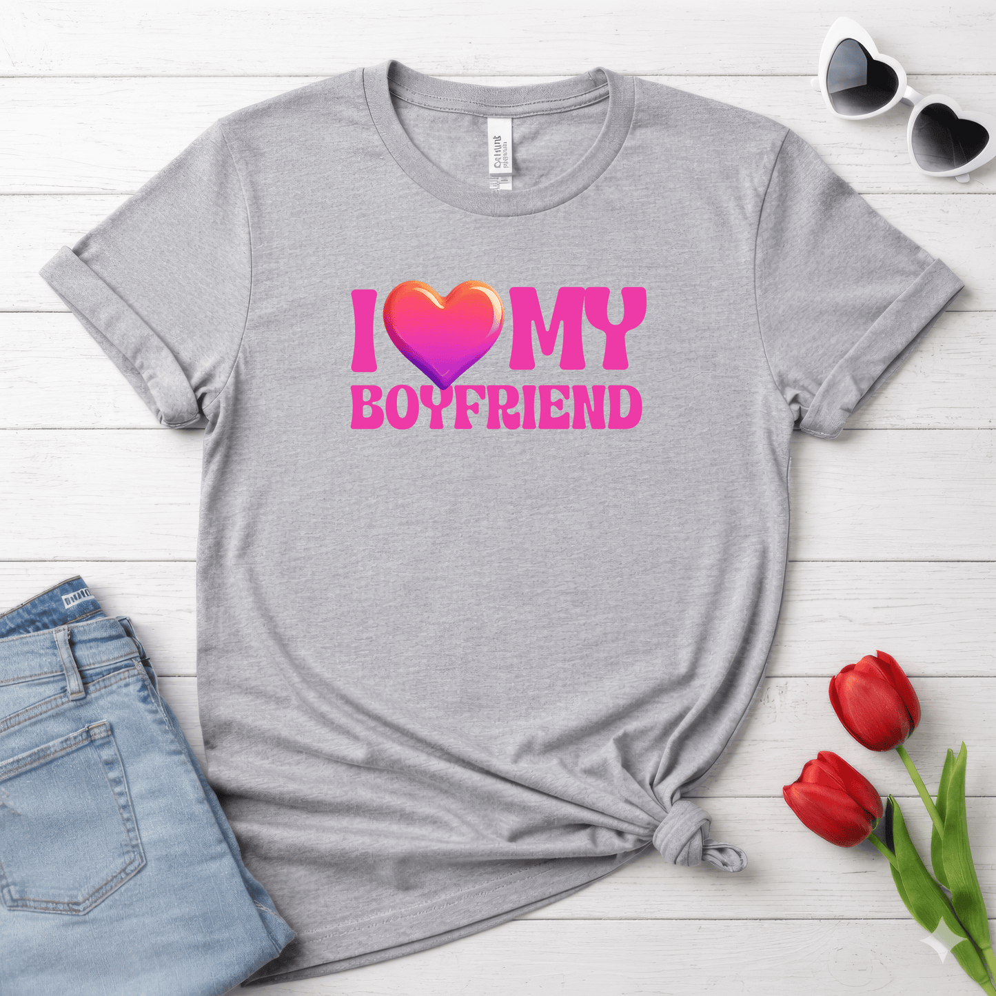 I Love My Boyfriend Valentine Shirt | Cute Heart Graphic Tee