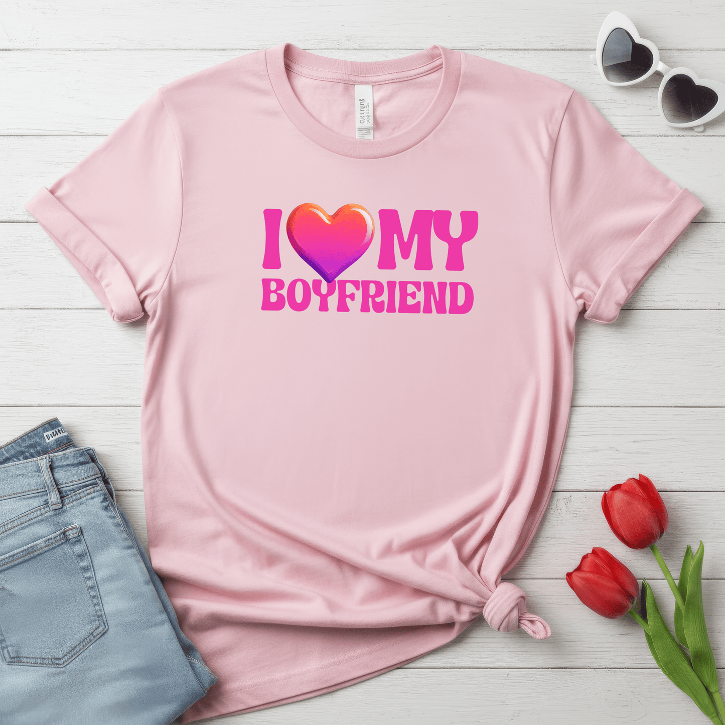 I Love My Boyfriend Valentine Shirt | Cute Heart Graphic Tee