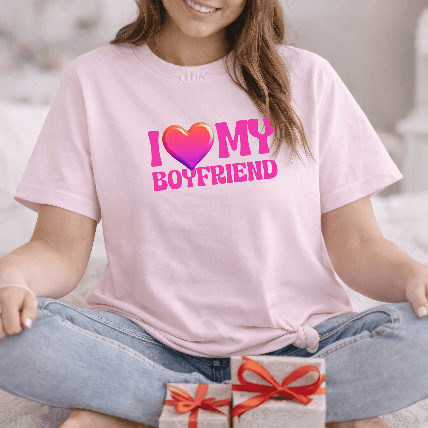 I Love My Boyfriend Valentine Shirt | Cute Heart Graphic Tee