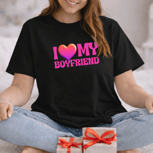 I Love My Boyfriend Valentine Shirt | Cute Heart Graphic Tee