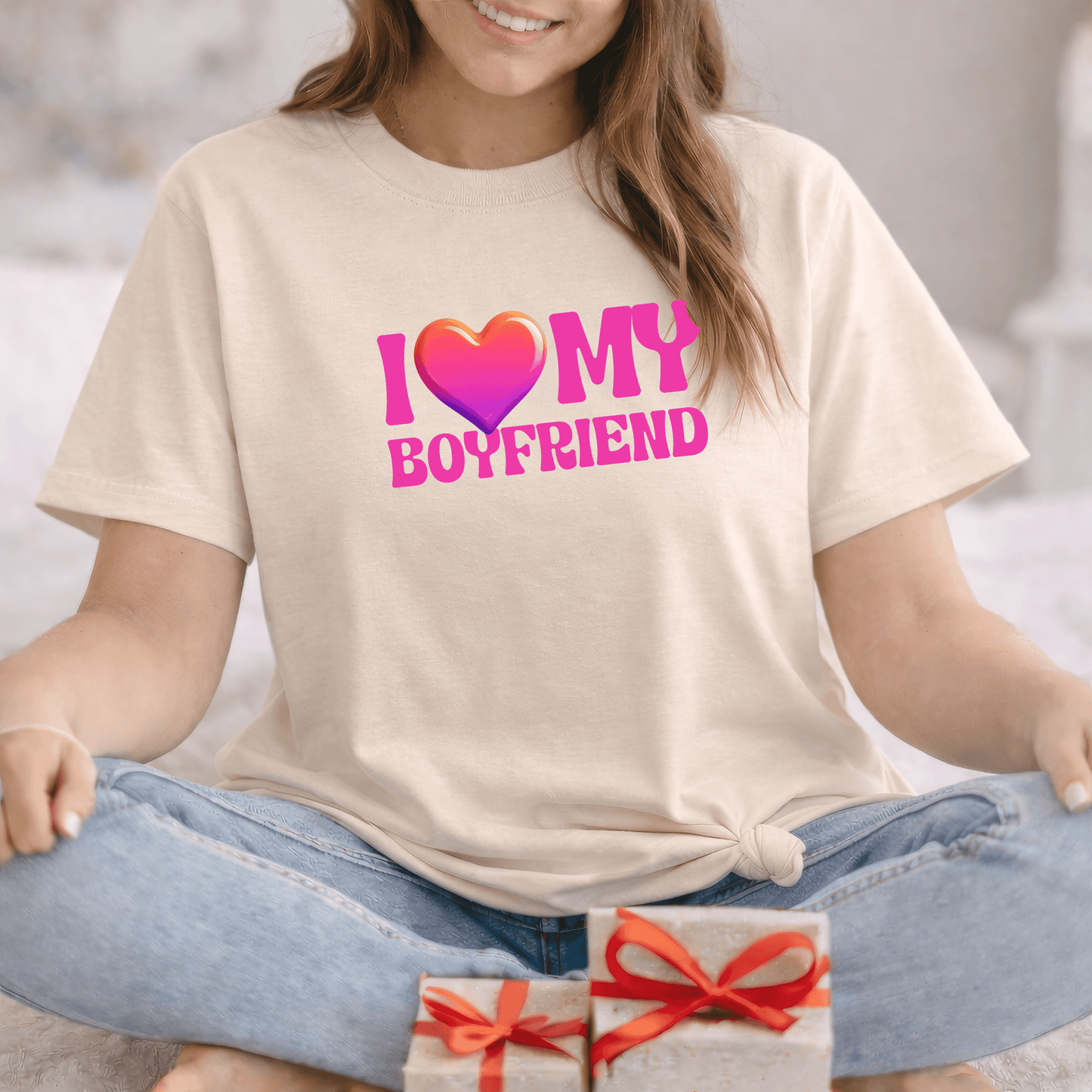 I Love My Boyfriend Valentine Shirt | Cute Heart Graphic Tee