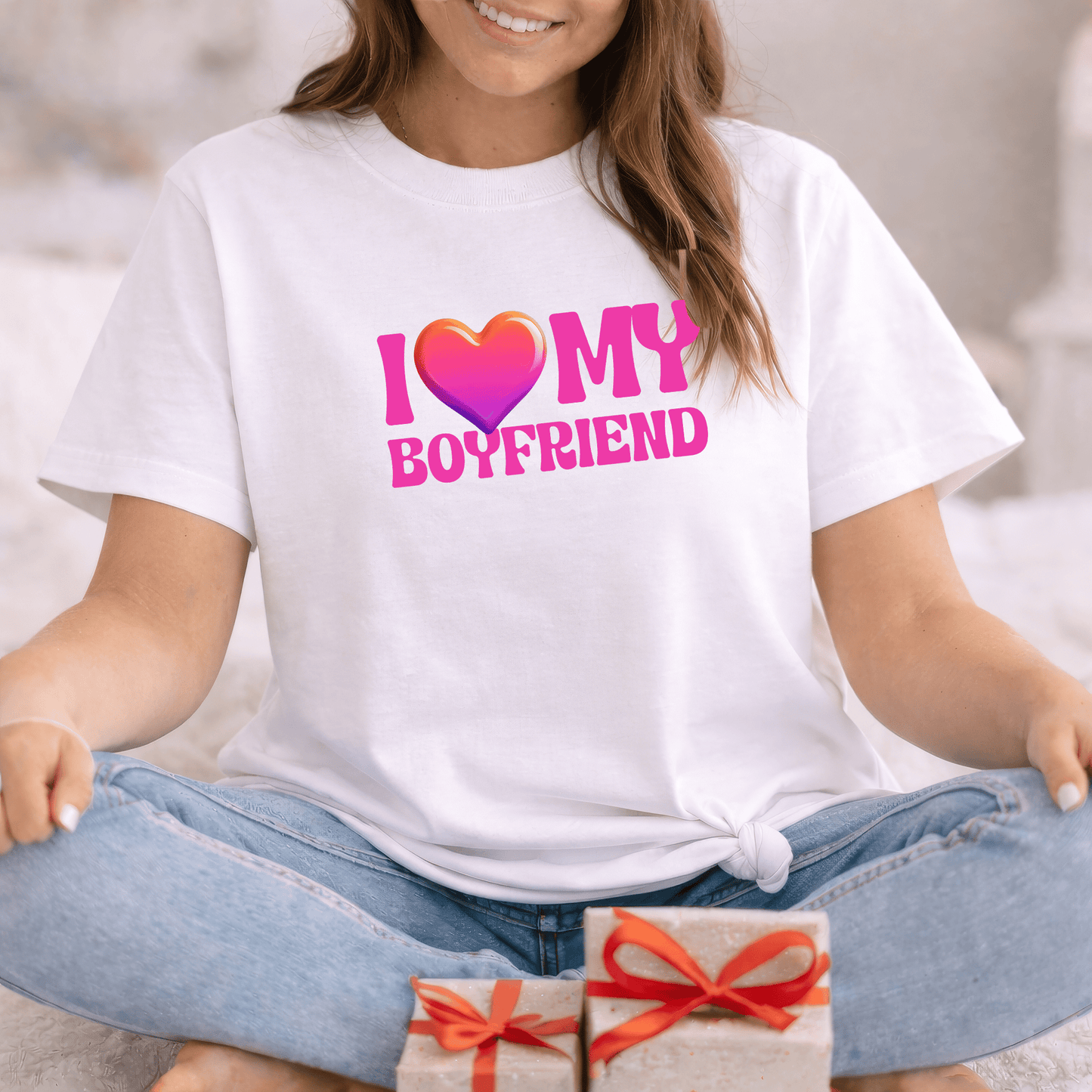I Love My Boyfriend Valentine Shirt | Cute Heart Graphic Tee