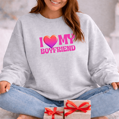 I Love My Boyfriend Valentine Shirt | Cute Heart Graphic Sweatshirt