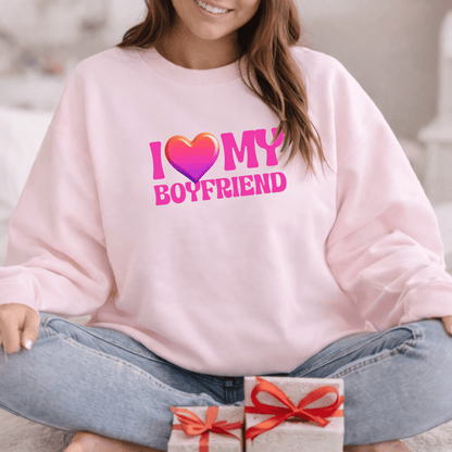 I Love My Boyfriend Valentine Shirt | Cute Heart Graphic Sweatshirt