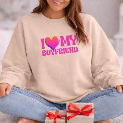 I Love My Boyfriend Valentine Shirt | Cute Heart Graphic Sweatshirt