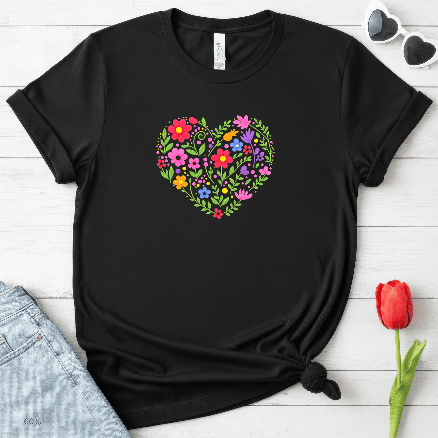 Floral Heart Garden Shirt | Colorful Wildflower Heart Tee