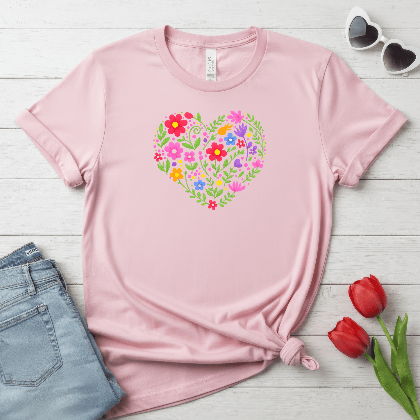 Floral Heart Garden Shirt | Colorful Wildflower Heart Tee