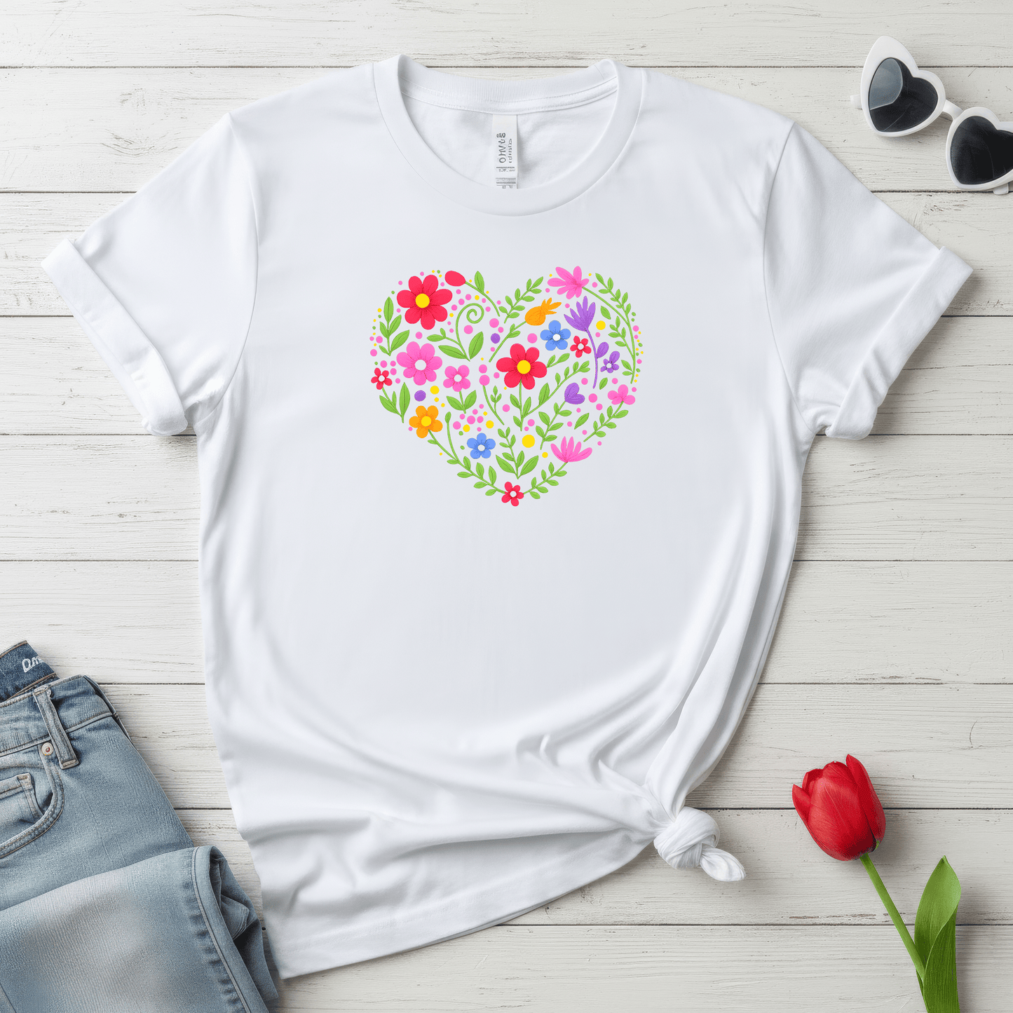 Floral Heart Garden Shirt | Colorful Wildflower Heart Tee