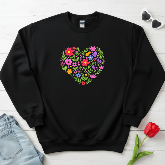 Floral Heart Garden Shirt | Colorful Wildflower Heart Sweatshirt