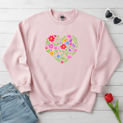 Floral Heart Garden Shirt | Colorful Wildflower Heart Sweatshirt