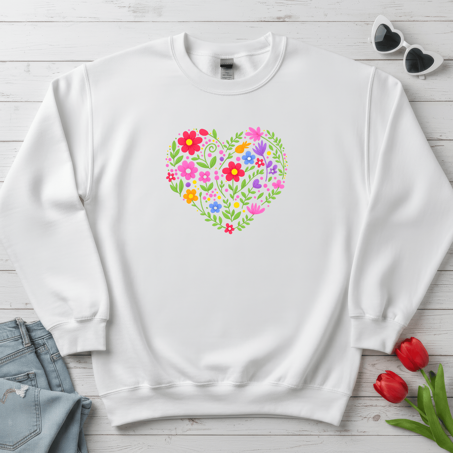 Floral Heart Garden Shirt | Colorful Wildflower Heart Sweatshirt