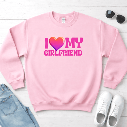 I Love My Girlfriend Valentine Shirt | Cute Heart Graphic Sweatshirt