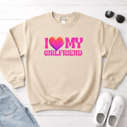 I Love My Girlfriend Valentine Shirt | Cute Heart Graphic Sweatshirt