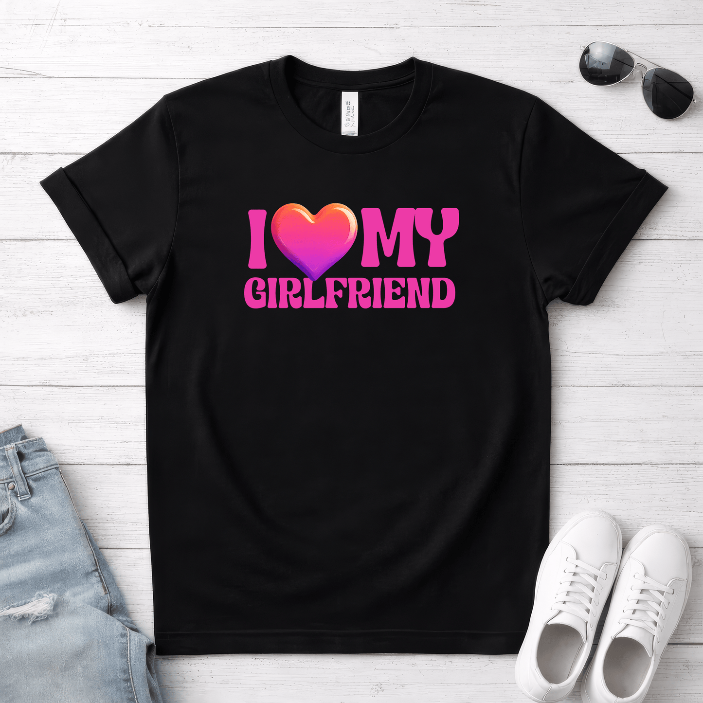 I Love My Girlfriend Valentine Shirt | Cute Heart Graphic Tee
