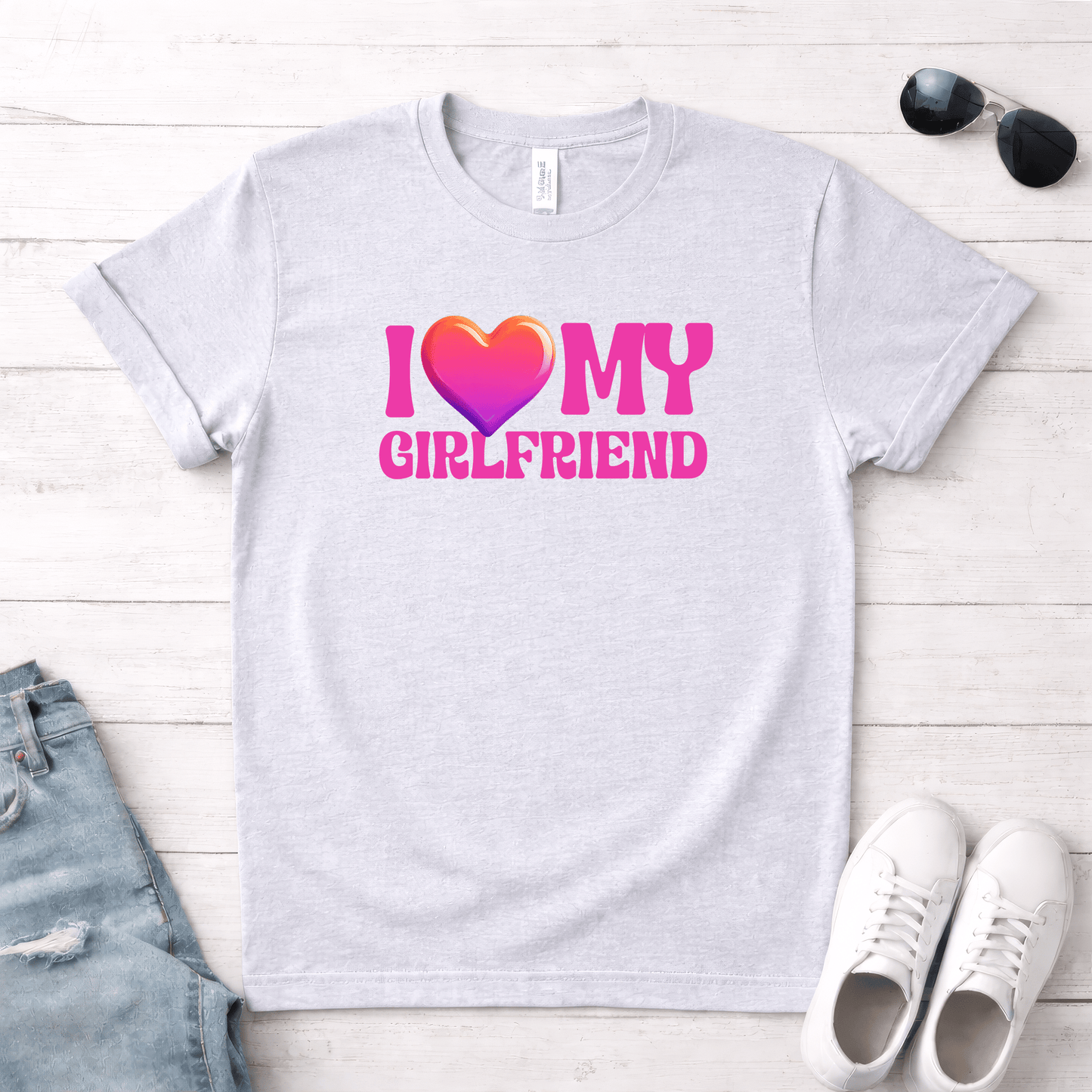 I Love My Girlfriend Valentine Shirt | Cute Heart Graphic Tee