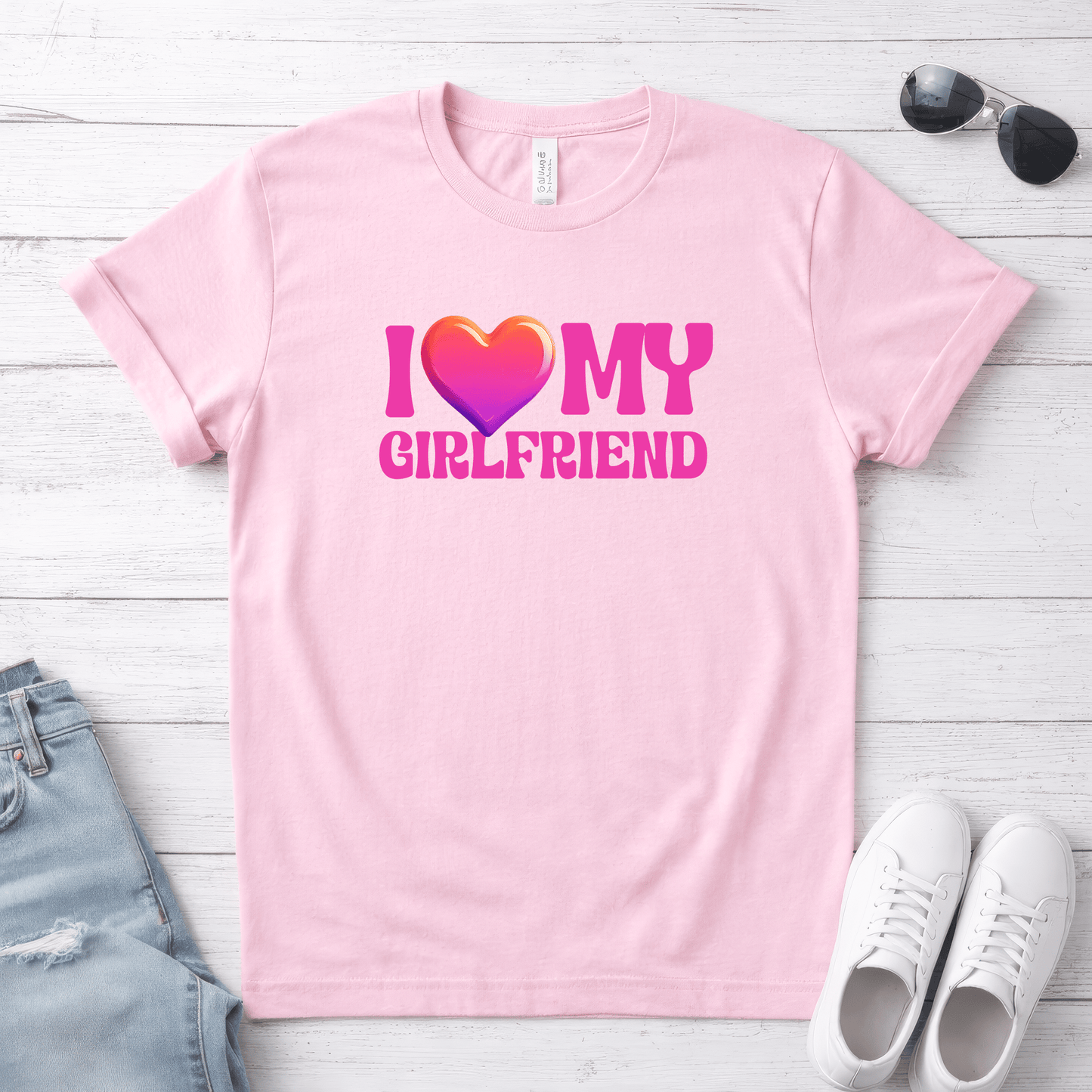 I Love My Girlfriend Valentine Shirt | Cute Heart Graphic Tee