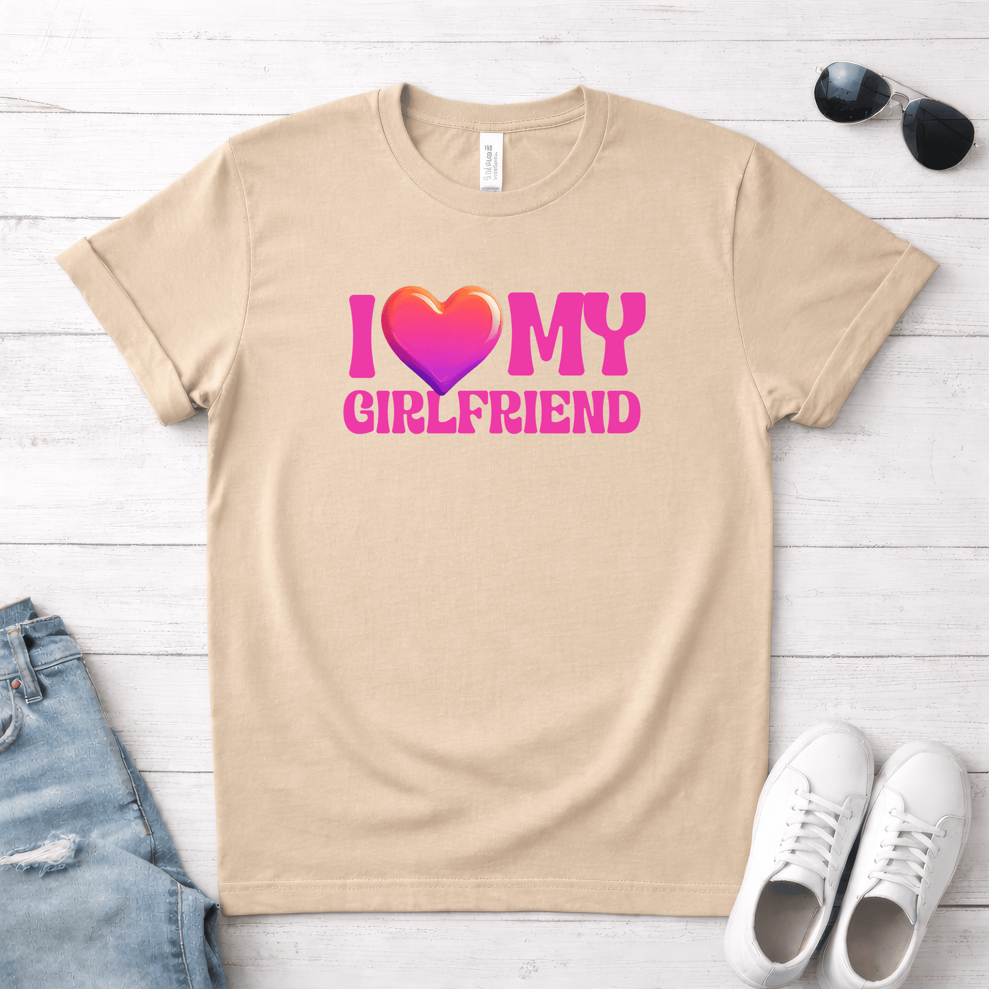 I Love My Girlfriend Valentine Shirt | Cute Heart Graphic Tee