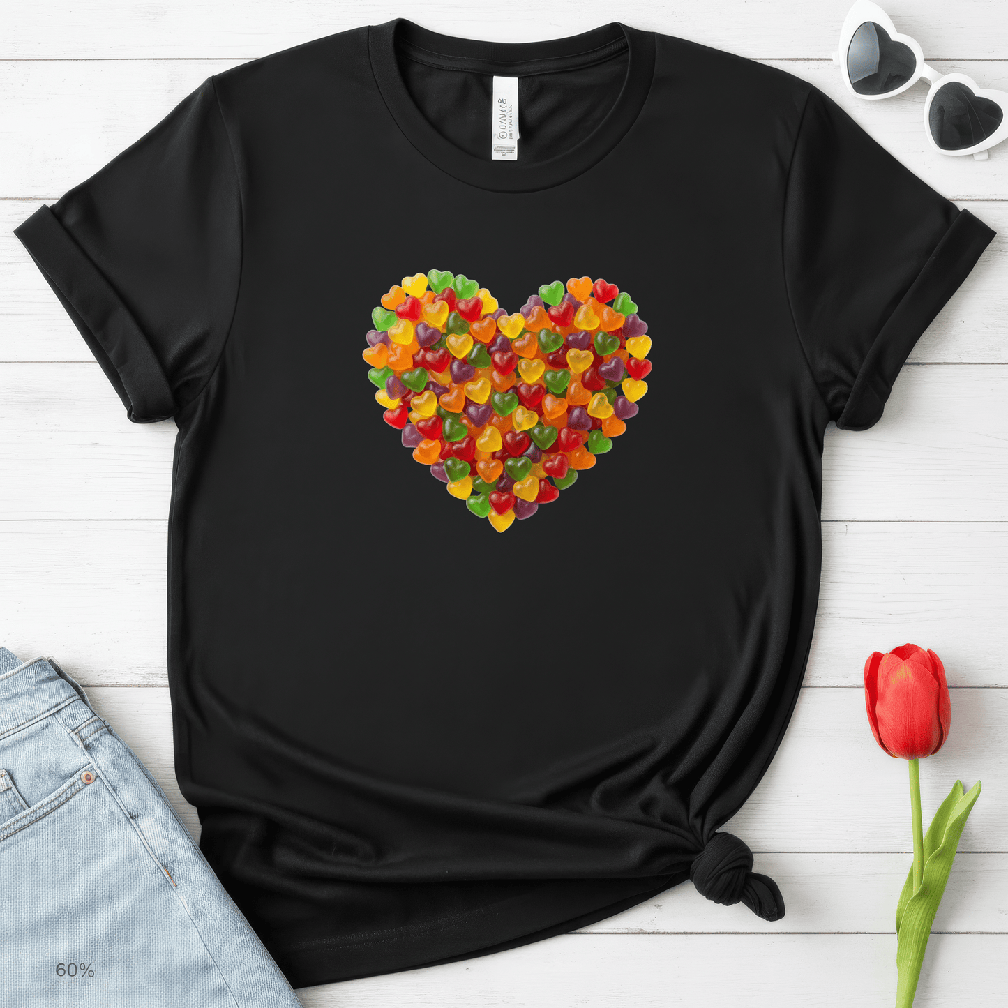 Candy Heart Love Shirt | Colorful Gummy Heart Valentine Tee