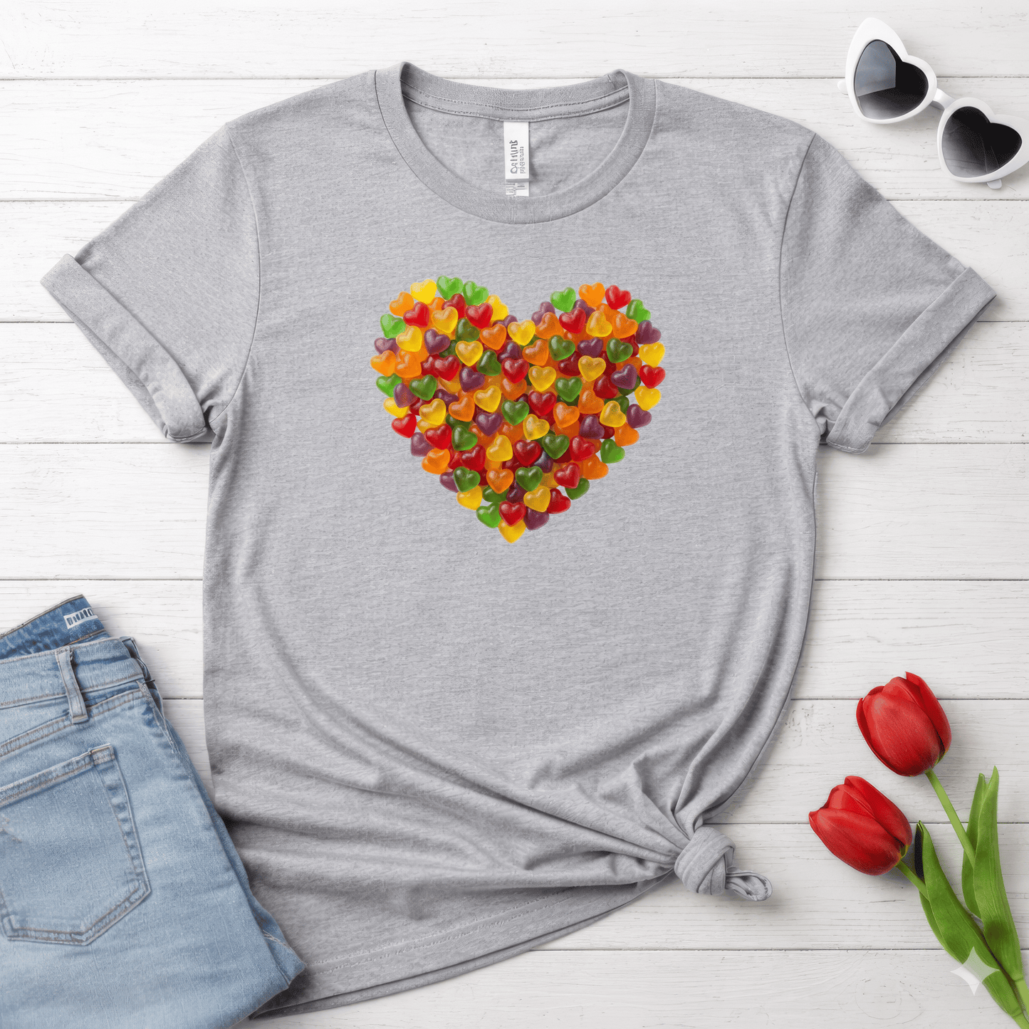 Candy Heart Love Shirt | Colorful Gummy Heart Valentine Tee