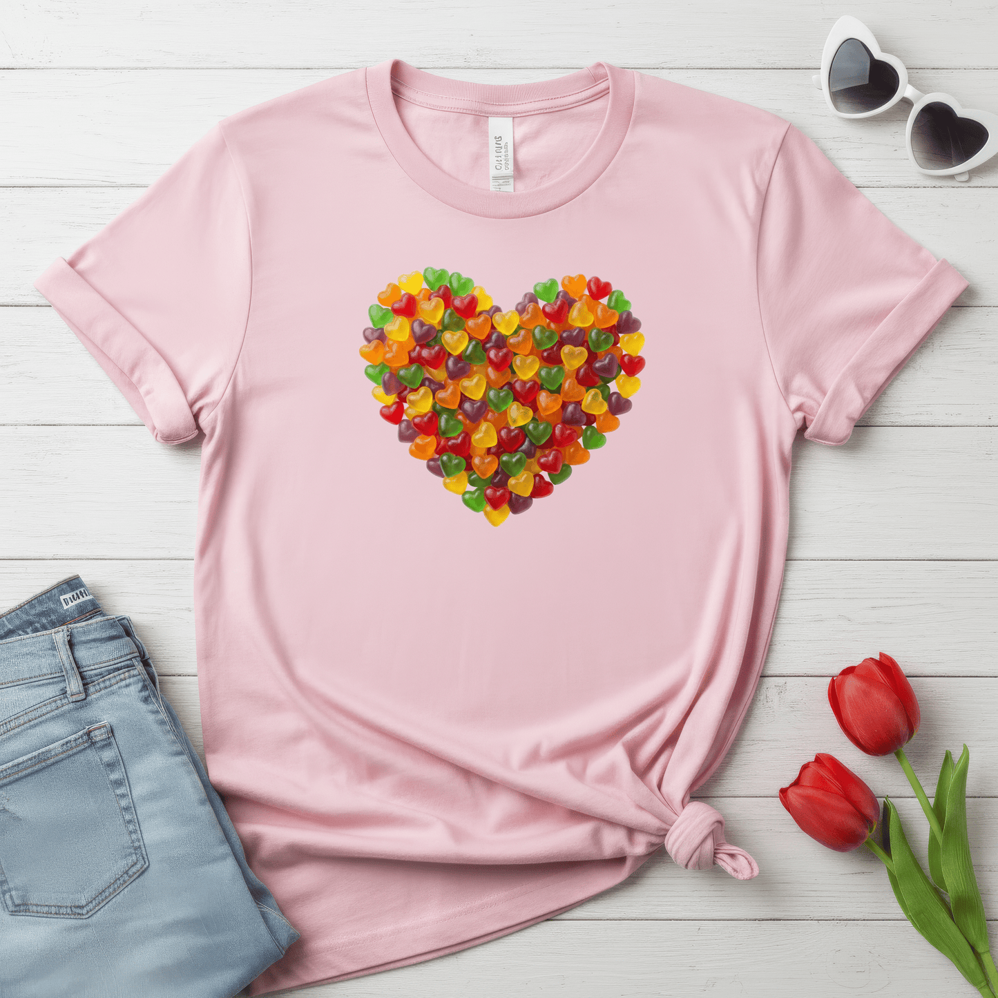 Candy Heart Love Shirt | Colorful Gummy Heart Valentine Tee