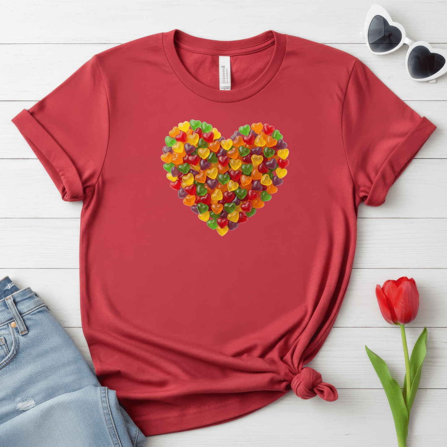 Candy Heart Love Shirt | Colorful Gummy Heart Valentine Tee